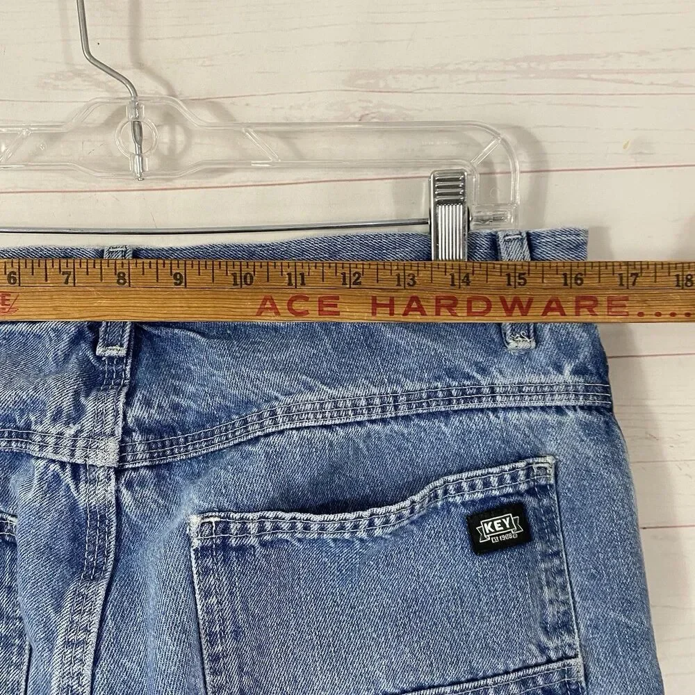 Vtg Key Mens Carpenter Jeans Size 33 Blue 100% Cotton Pockets Straight Leg 32x30